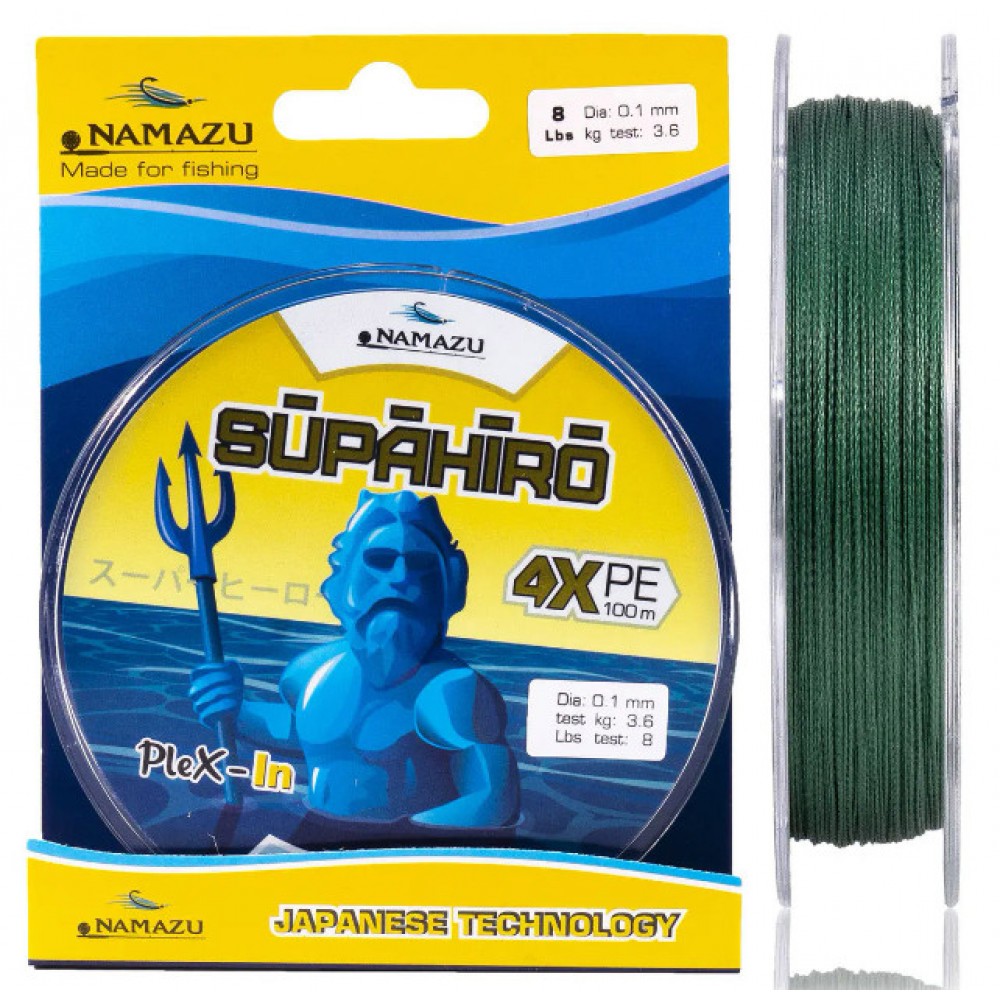 Шнур плетеный Namazu Supahiro 4х 100м зеленый