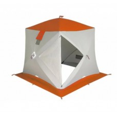 Палатка зимняя куб Следопыт 1.8х1.8м, бело-оранжевая