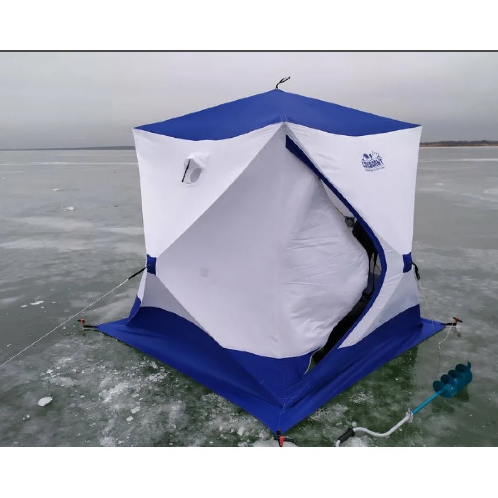 Палатка зимняя куб Следопыт 2.1х2.1м, бело-синяя
