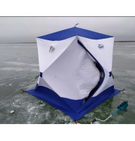 Палатка зимняя куб Следопыт трехслойная 1.8х1.8м, бело-синяя