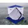 Палатка зимняя куб Следопыт трехслойная 1.9х1.9х2м, бело-синяя
