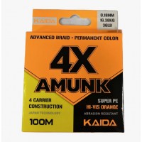 Шнур плетеный KAIDA AMUNK оранжевый 4X  100 метров